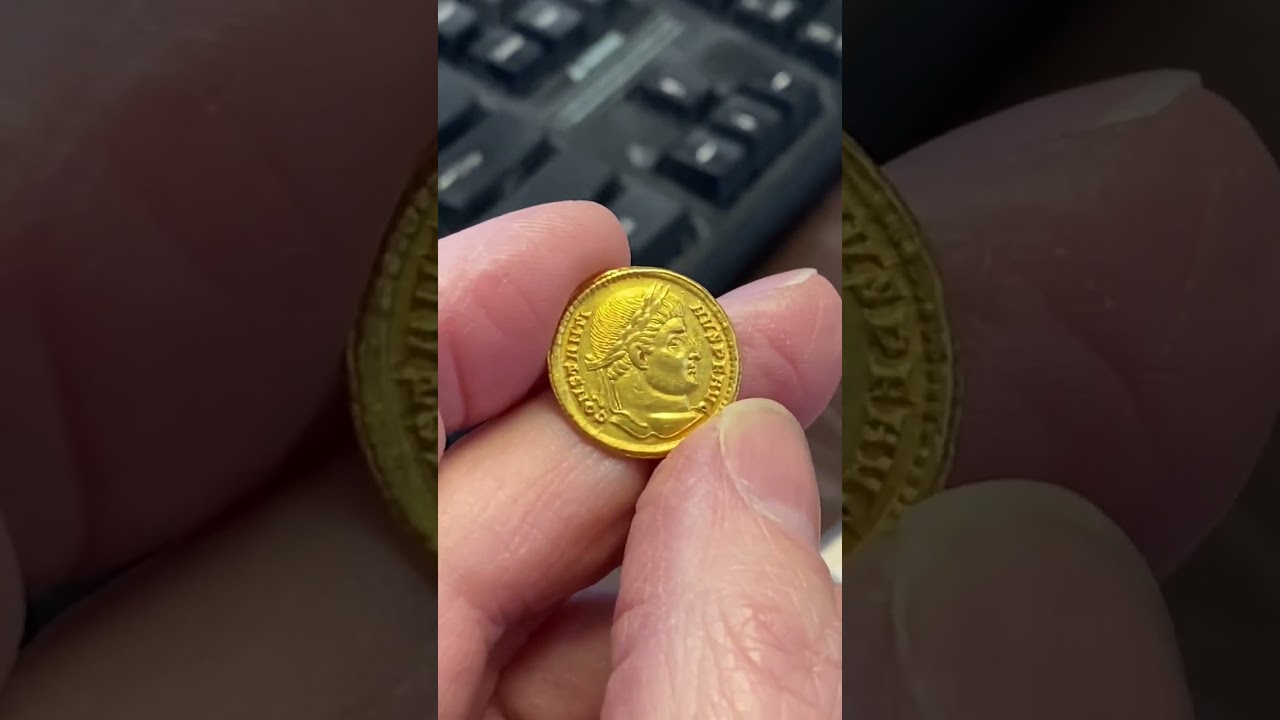 Constantine the Great gold aureus minted 219 AD.  #shorts #history #romanhistory #constantine