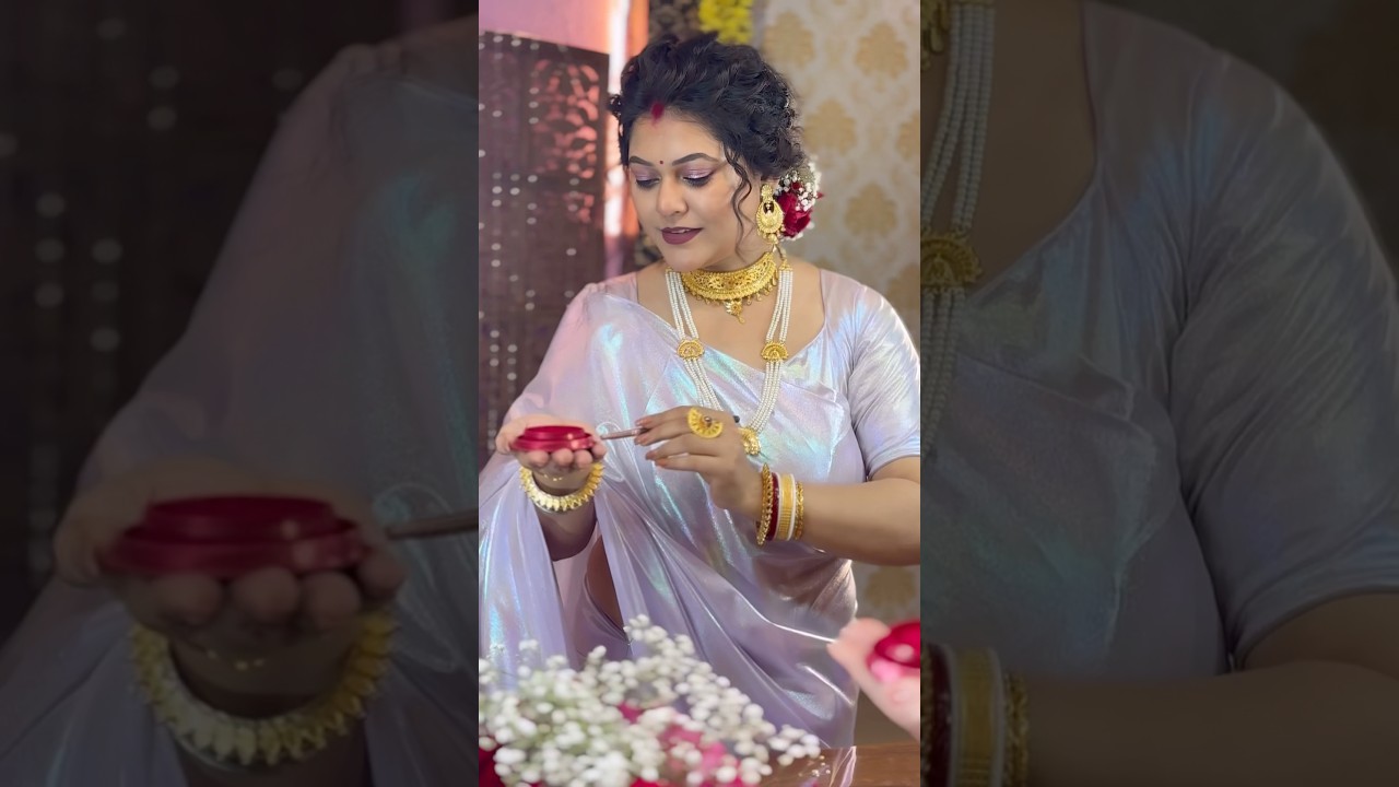 Bengali Traditional look with gorgeous viral saree 🤩Desi style glow up ✨🥵