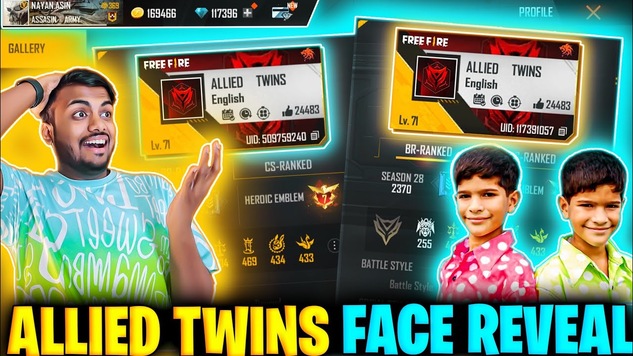 Face Reveal Collection Challenge With Allied Twins Having Same Profile Id 😱 - Garena Free Fire