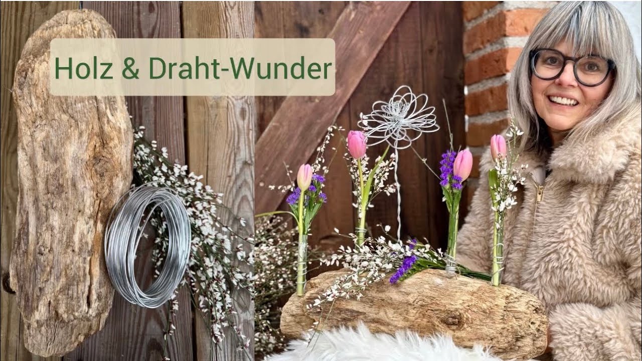 Holz & Draht-Wunder: Tischdeko mit Herz🌷