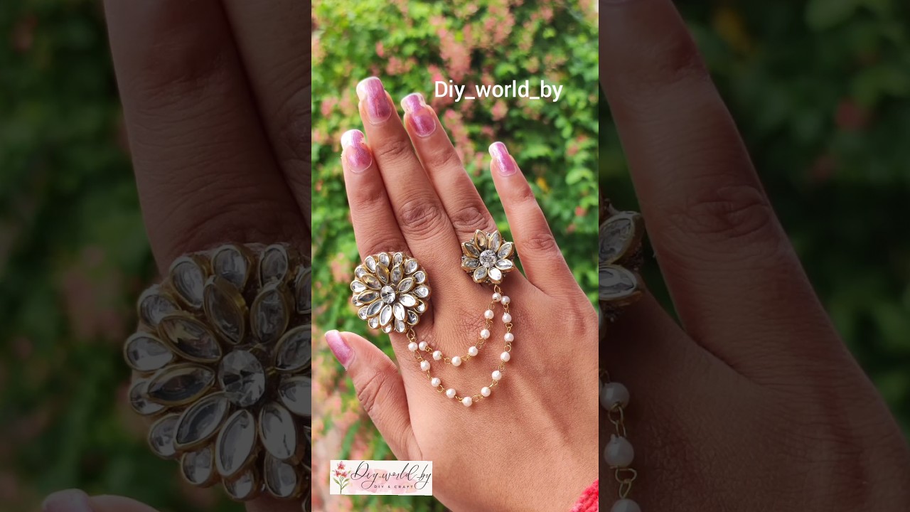 DIY 2 Finger Kundan Stone Ring 😱🤩| Beautiful Ring Making#viralshort #shortsfeed #shorts #trending