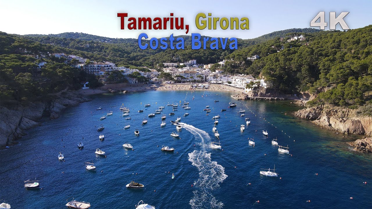 Vista Aérea de Tamariu Girona Costa Brava, Cataluña, España / Paisajes 4K