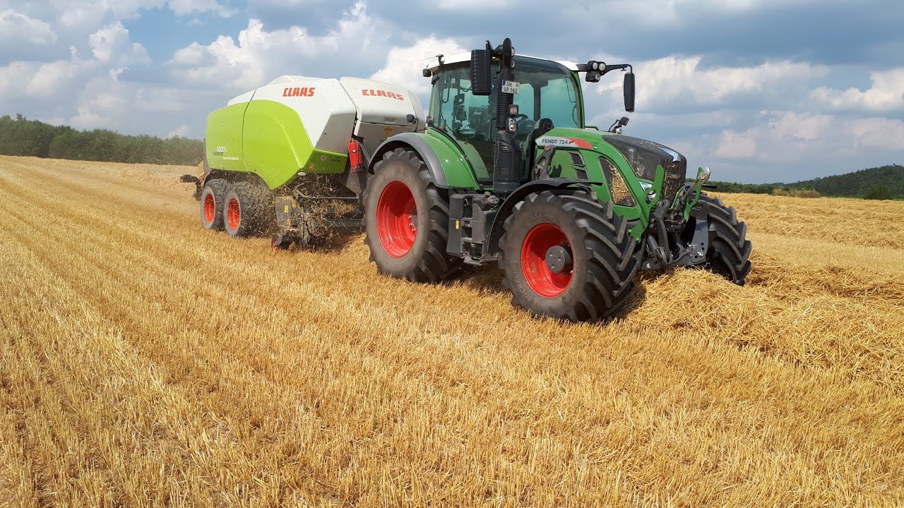 Fendt 724 mit Claas 5200FC am Stroh pressen 2018 ( LU Appold)