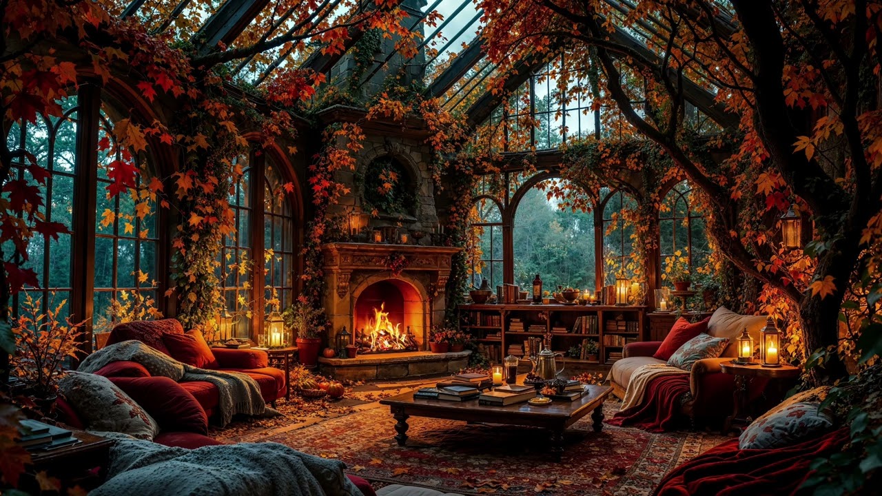 Golden Fires of Autumn 🍁 Cozy Fireplace Sounds for Deep Sleep, Stress Relief & Relaxation