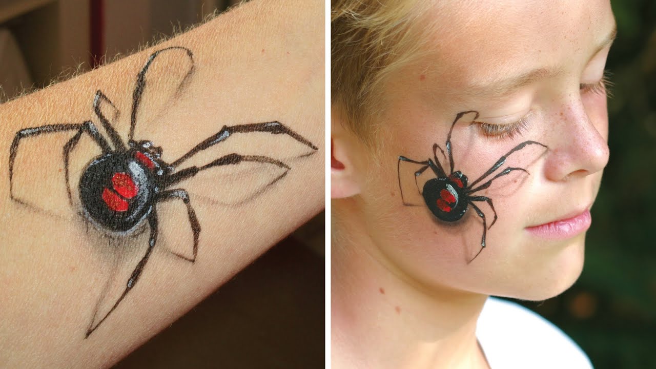 3D spider makeup / Arm and face painting tutorial - Great illusion makeup for Halloween!