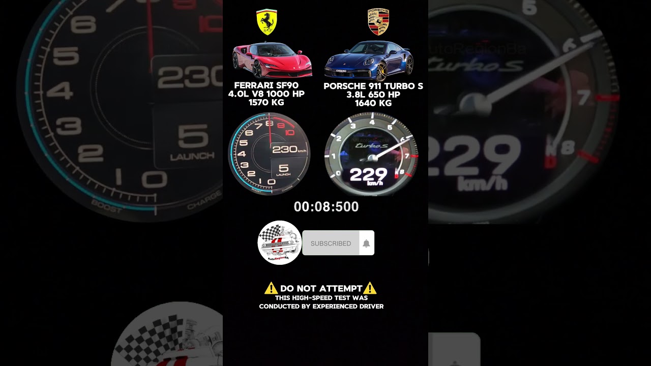 Porsche 911 Turbo S VS Ferrari SF90 Stradale | Supercar Drag Race! 🔥 #shorts #porsche #ferrari