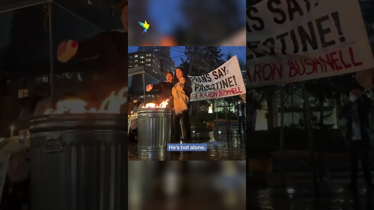 US veterans burn their uniforms at vigil for US airman Aaron Bushnell
