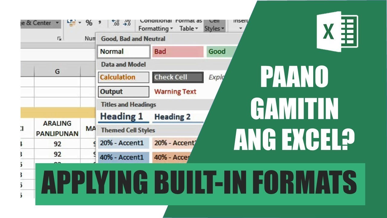 EXCEL TUTORIAL FILIPINO | Applying Built-In Formats sa Excel