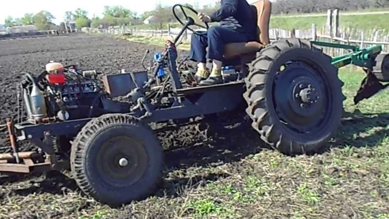 Самодельный трактор. Пахота-1