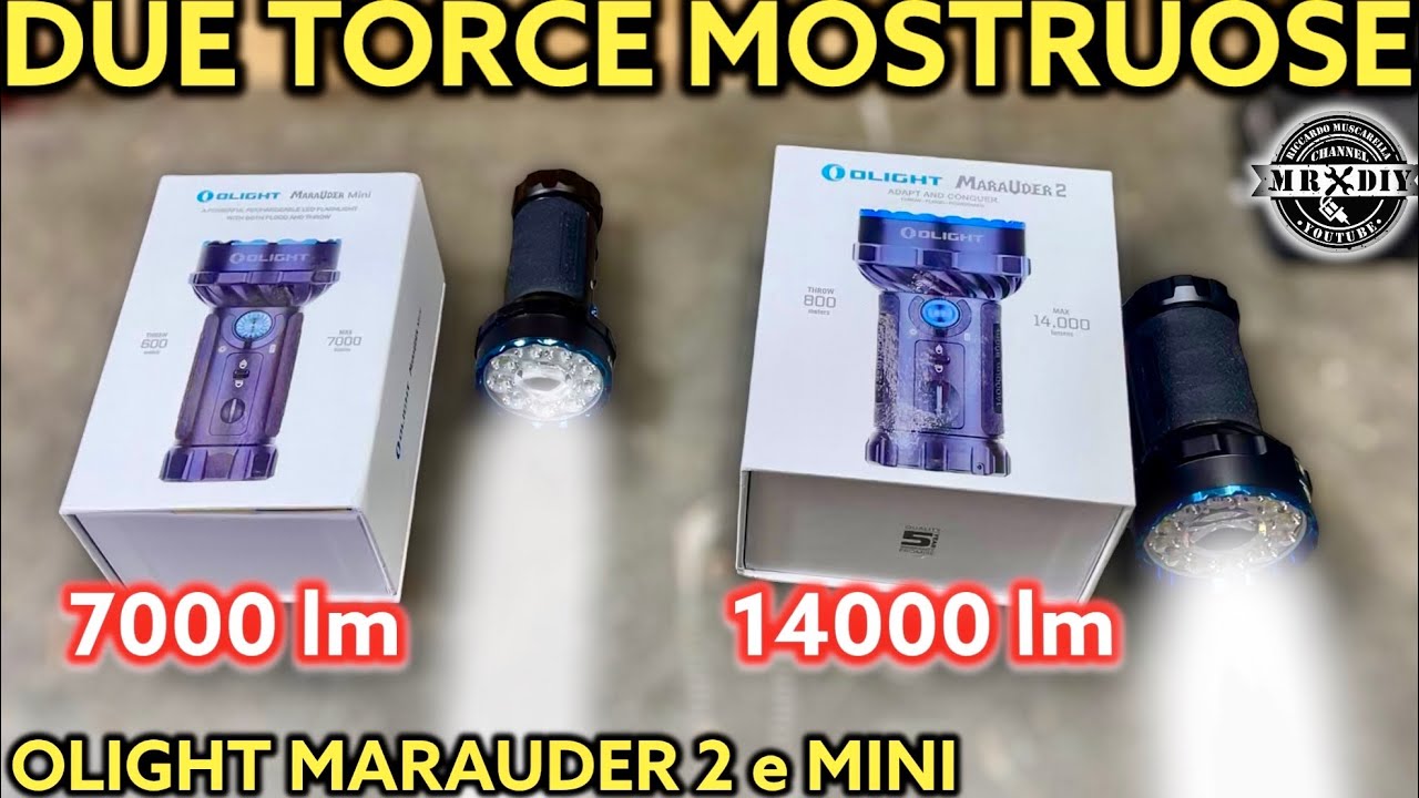 Torcia tattica più potente. 800m Olight marauder 2 e marauder mini. Torcia led ricaricabile militare