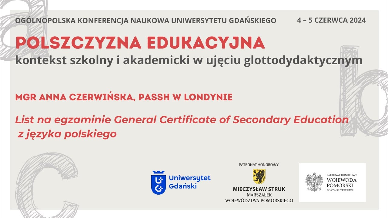 List na egzaminie General Certificate of Secondary Education z języka polskiego