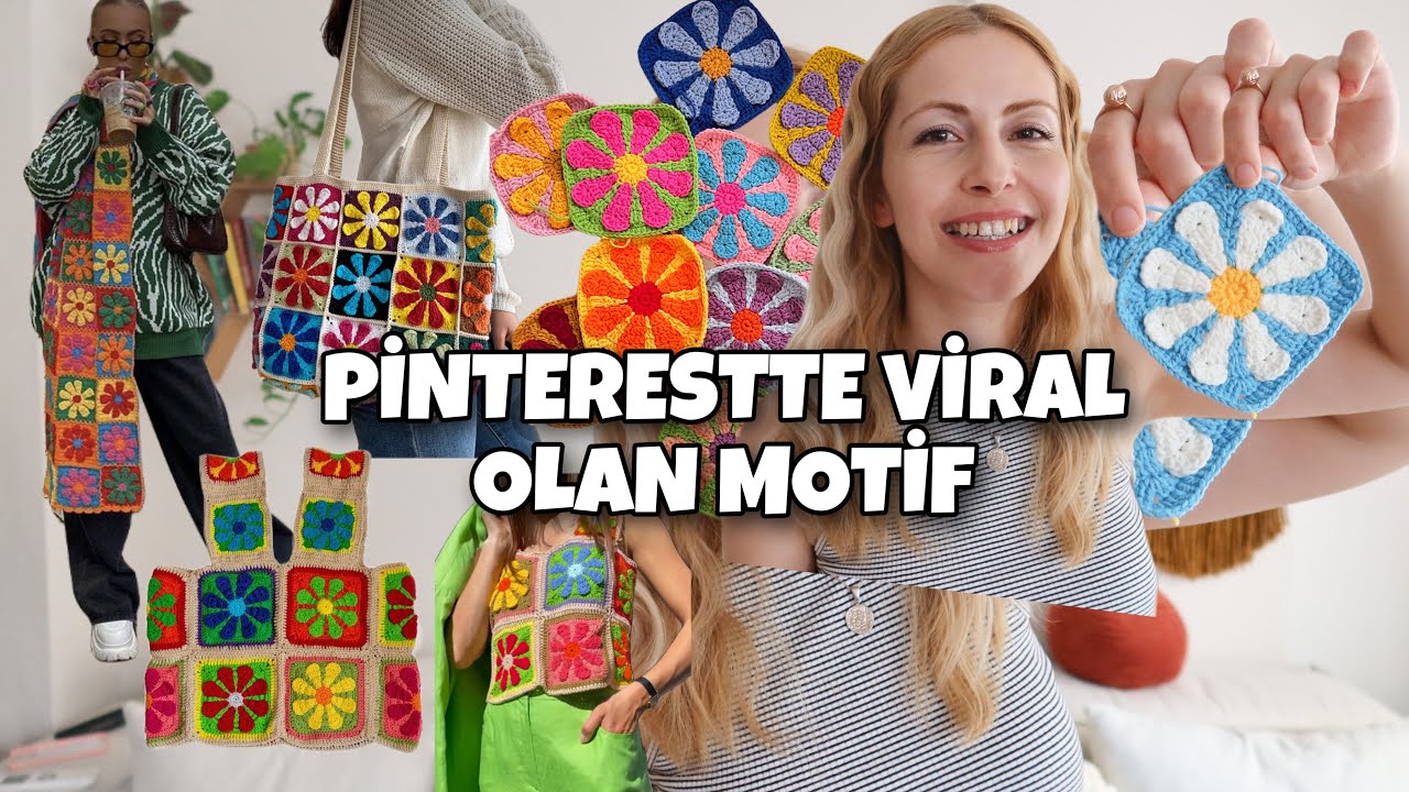 PİNTERESTTE VİRAL OLAN MOTİFİ YAPIYORUZ 🤩| ÇİÇEKLİ MOTİF NASIL YAPILIR? | Crochet Flower Square Diy