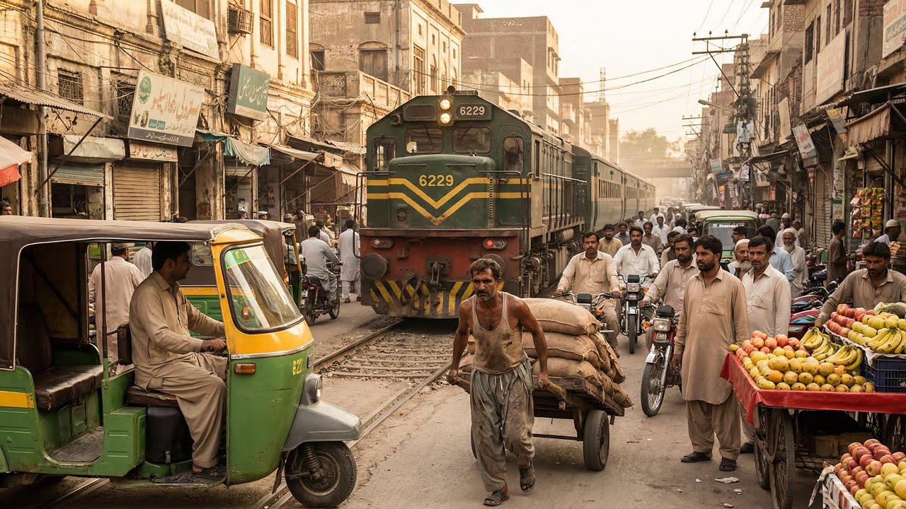 Lahore’s Dangerous Railway Track Street 🇵🇰 | Real Life in Pakistan 4K