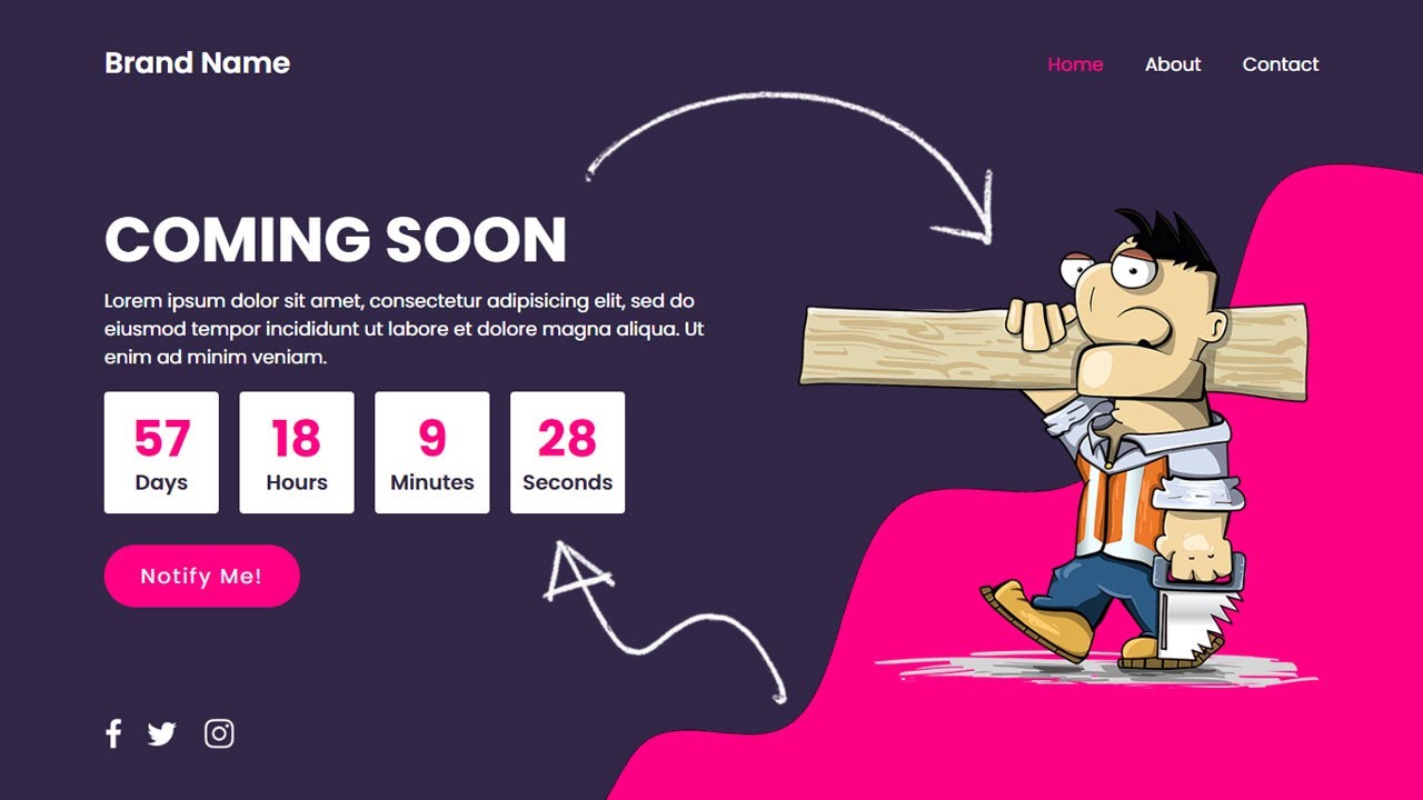Complete Responsive Coming Soon Website Design using Html CSS & Vanilla Javascript | CSS UI Design