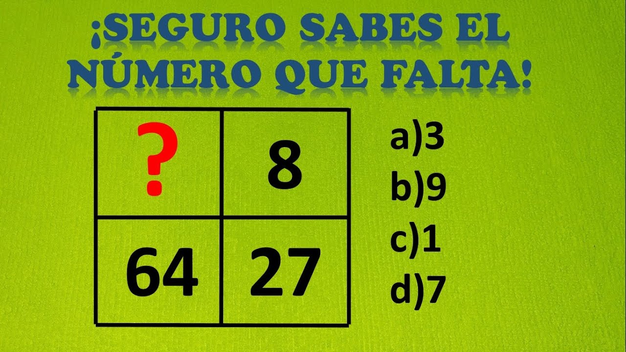 ¿CUÁL ES EL NÚMERO QUE FALTA? SEGURO PUEDES RESOLVERLO - PUZZLES MATEMÁTICOS