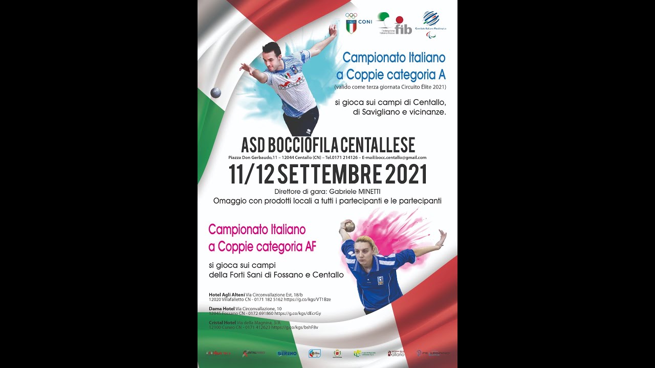 Da Centallo i Campionati Italiani a Coppie cat. A maschile e femminile
