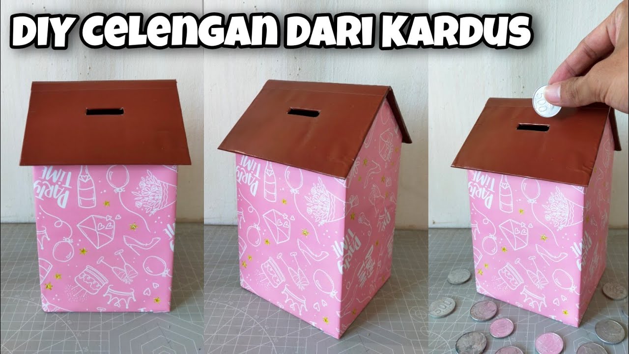 Cara Membuat celengan dari kardus bekas | Ide kreatif dari kardus