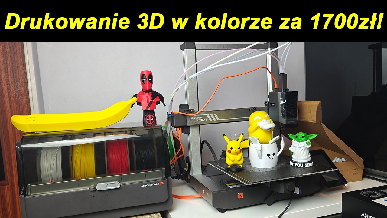 Drukarka 3D Anycubic Kobra 3 + ACE Pro Combo - Montaż, Konfiguracja test i Recenzja - LowcyChin.pl