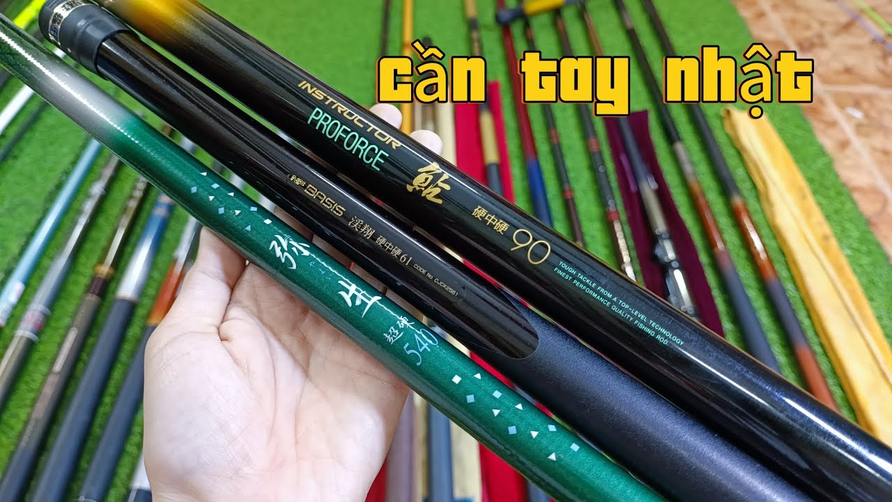 Video 902: Lô cần tay Nhật lóng ngắn + dài, cần vượt cứng, cần câu suối
