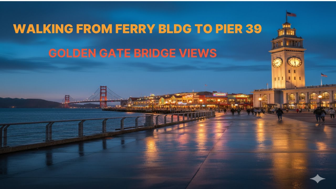 Ferry Bldg to Pier 39 and Golden Gate Bridge views