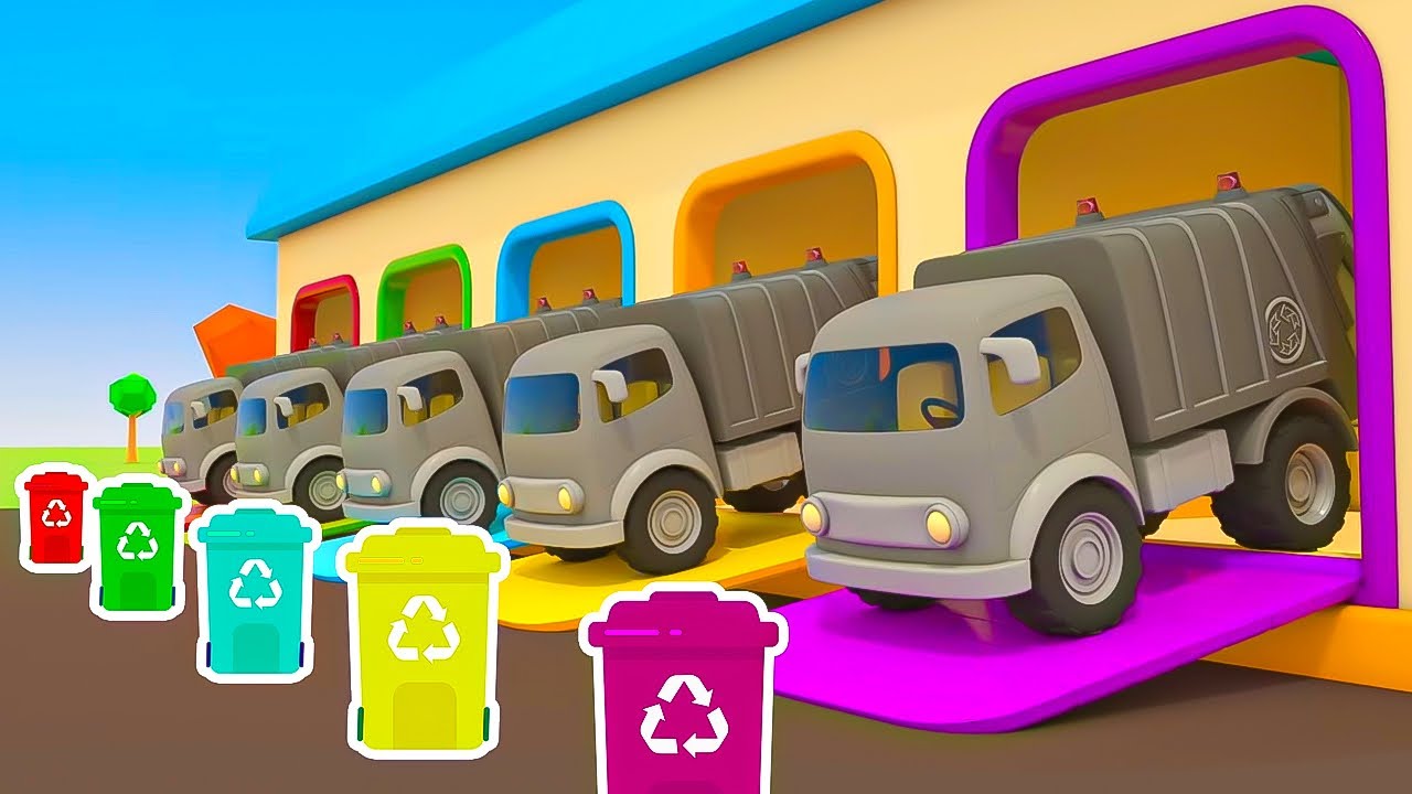 Vamos aprender as cores com os Veículos de serviço e acompanhar o trabalho do Caminhão de lixo! 🚛
