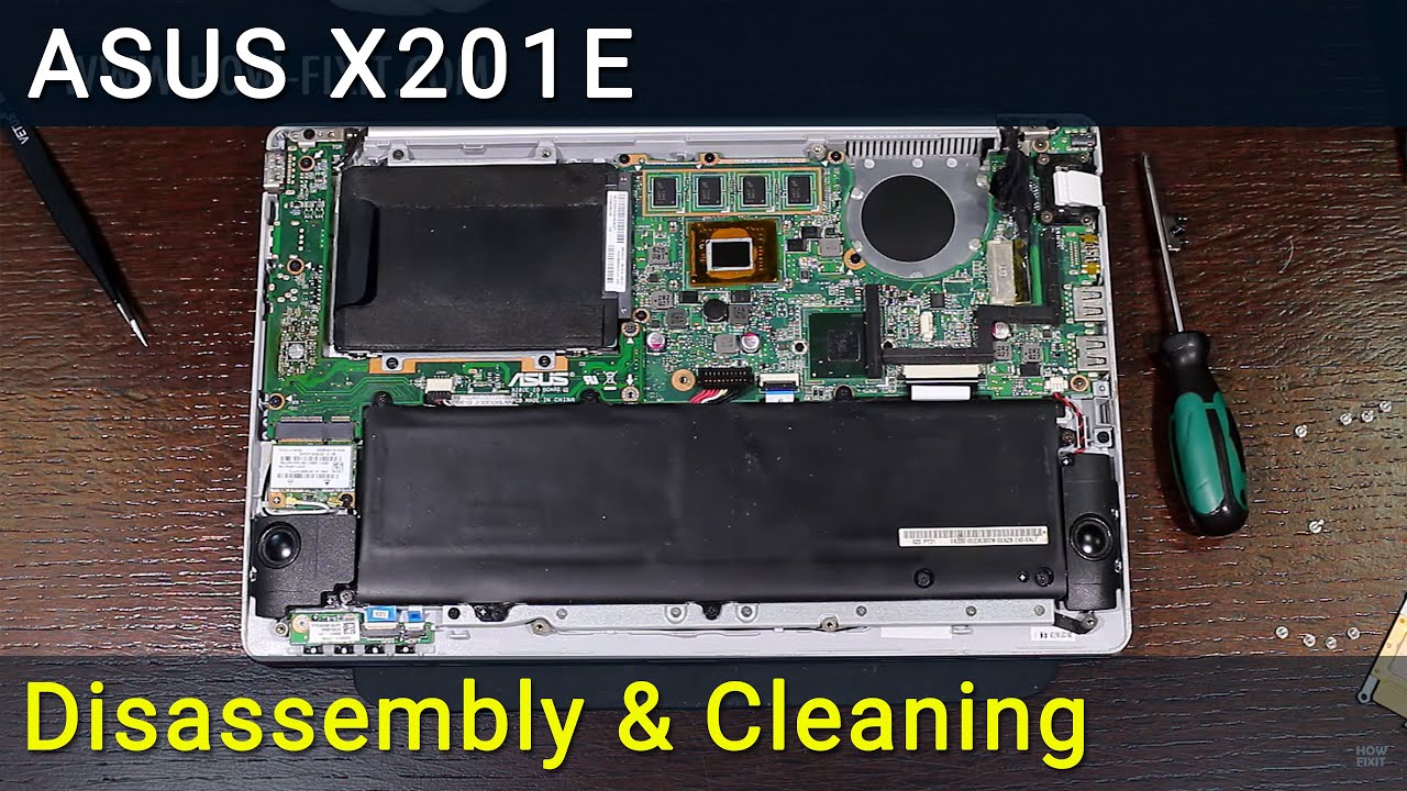 Asus X201E Разборка, чистка вентилятора от пыли и замена термопасты
