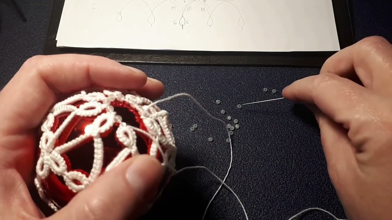 Tatted Christmas ball part 1 - shuttle tatting / frivolitkovanie člnkom