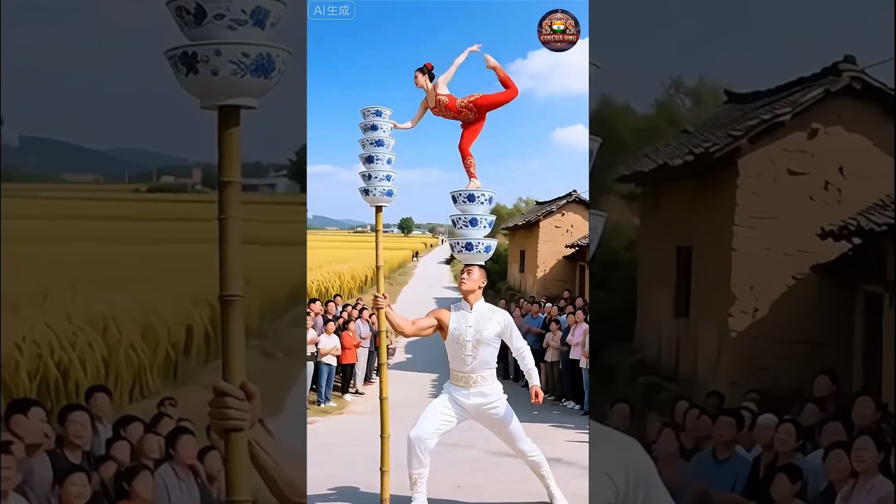🎪 Unbelievable Balance Stunt on Bamboo Pole | Mind-Blowing Village Circus Act 😱 // #BalanceStunt