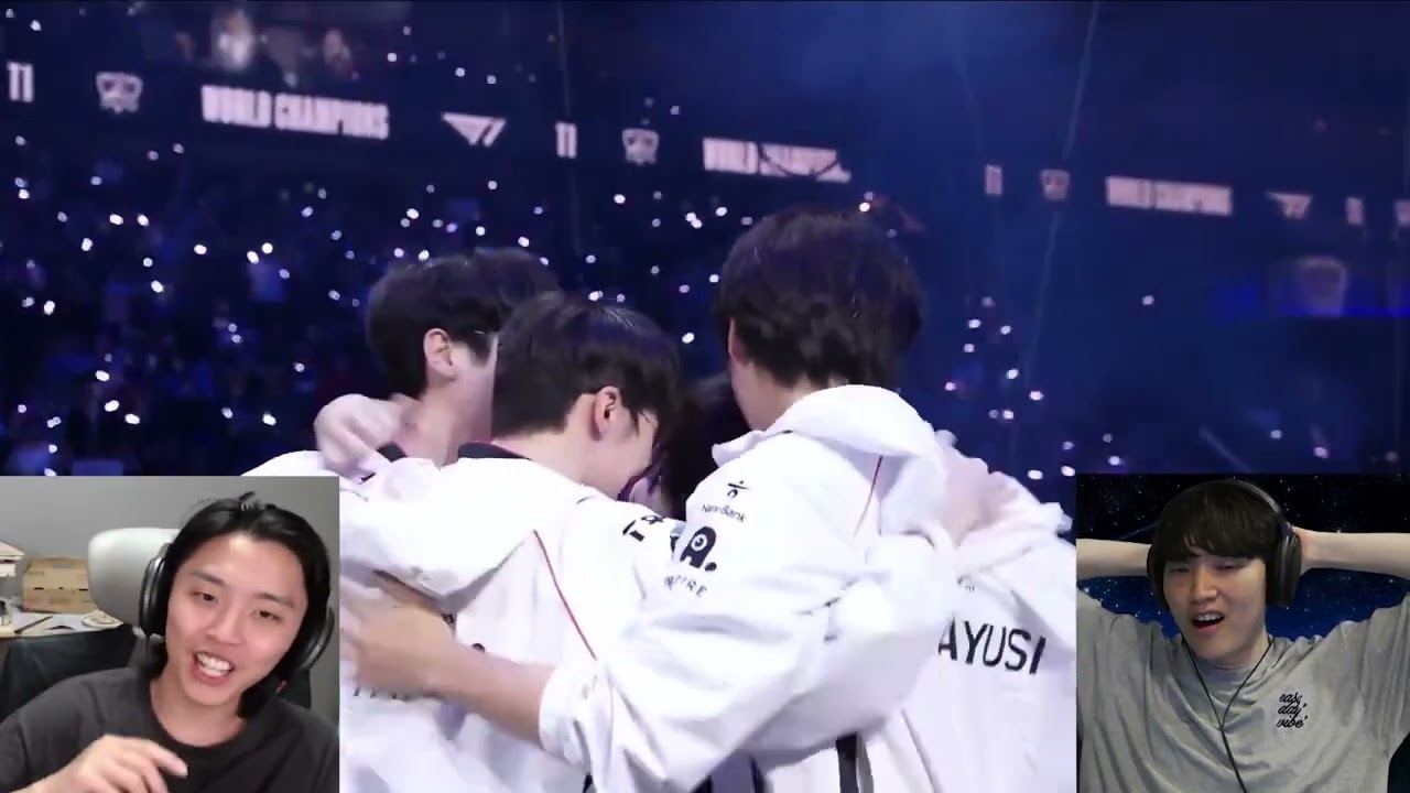T1 vs BLG  T1우승 세레모니 리액션(리제,쿠모린,삼식,명훈,탬탬버린,서새봄,소우릎,따효니,얍얍,철면수심)