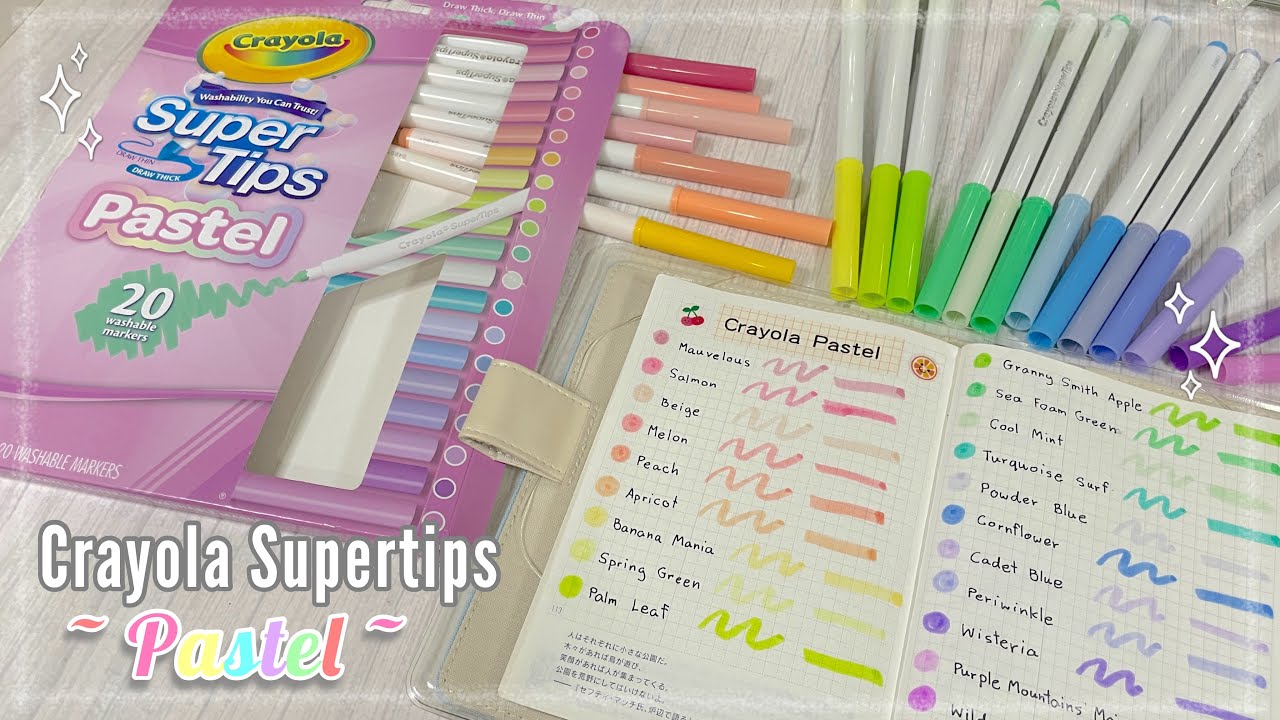 Review&Swatch Crayola SuperTips Pastel - 20 Colours Washable Marker