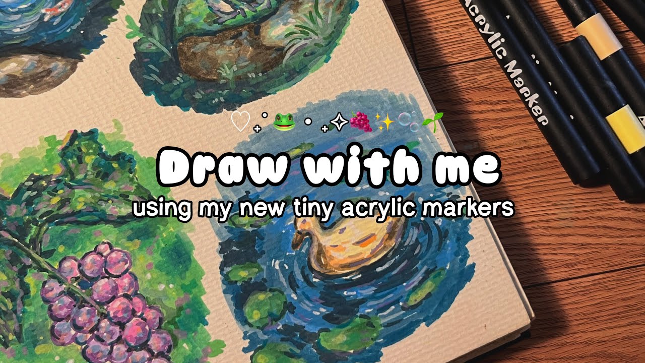 Draw with me ♡₊˚ 🐸 using tiny acrylic markers  ✨🫧