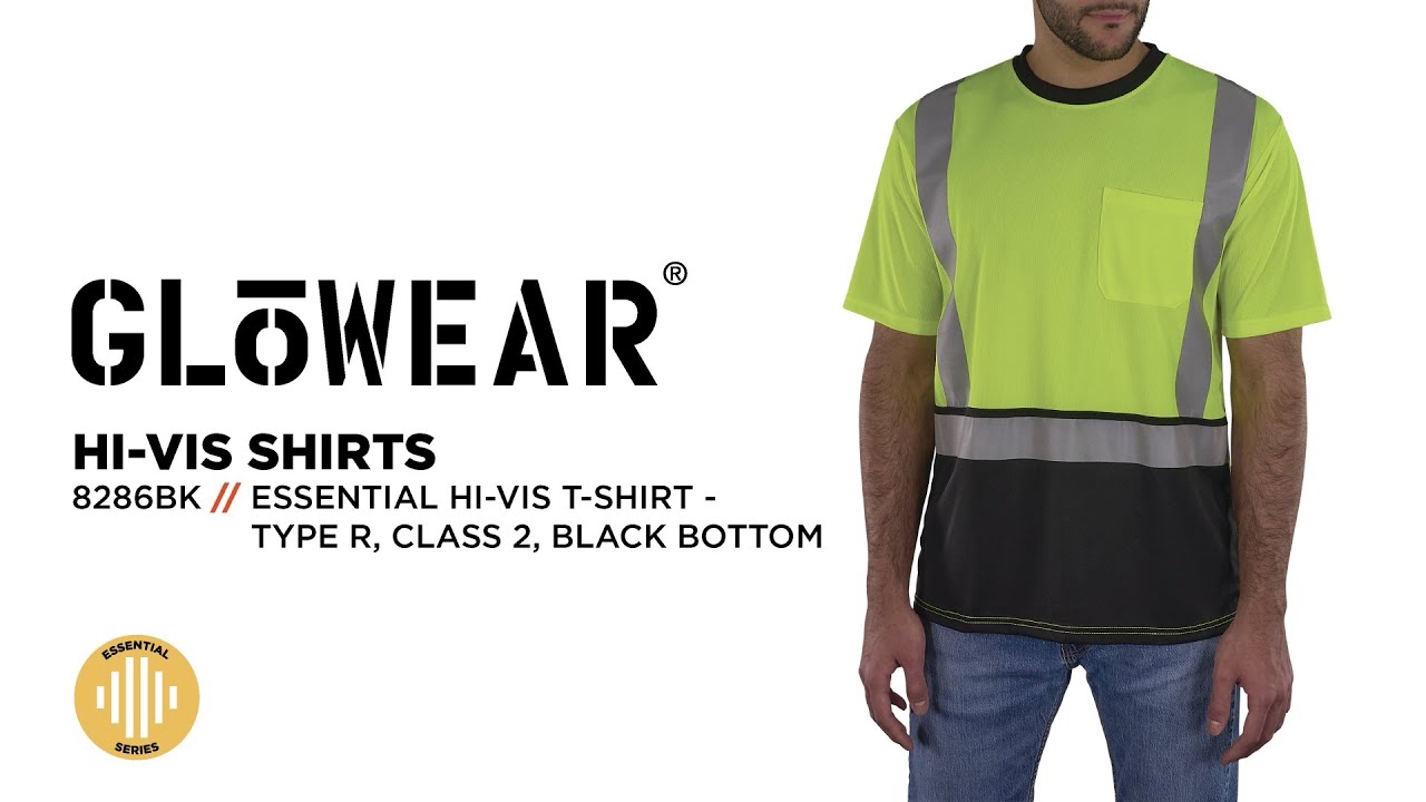 GloWear 8286BK Essential Hi-Vis T-Shirt Features a Black Bottom to Hide Dust, Dirt and Grime