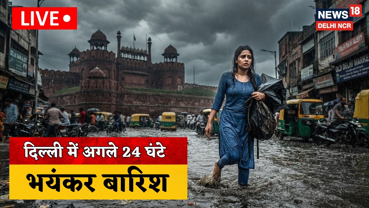 Delhi Rains LIVE 🔴: 24-Hour Heavy Rain Alert! | Delhi-NCR Weather update | IMD Red Alert