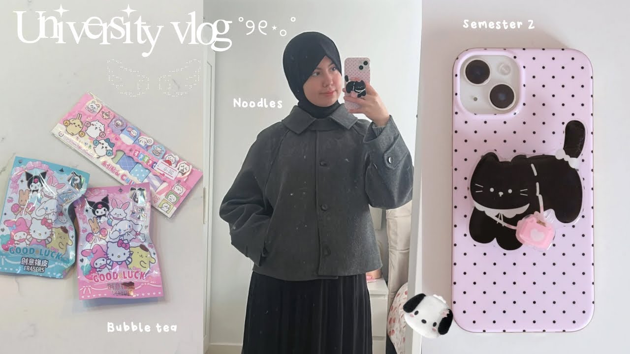 Uni vlog 🖤🎀 start of semester 2, bubble tea, noodles, classes etc…