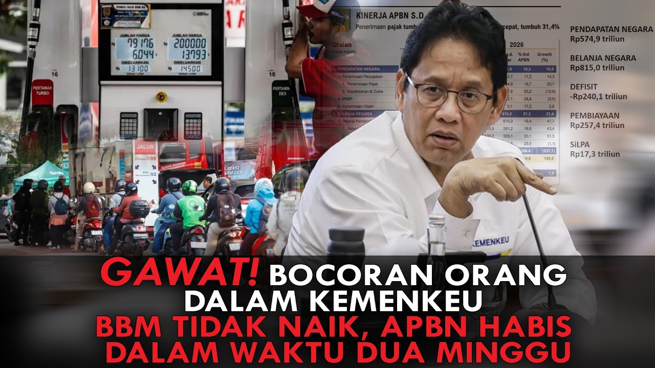GAWAT! BOCORAN ORANG DALAM KEMENKEU. BBM TIDAK NAIK, APBN  HABIS DALAM WAKTU DUA MINGGU
