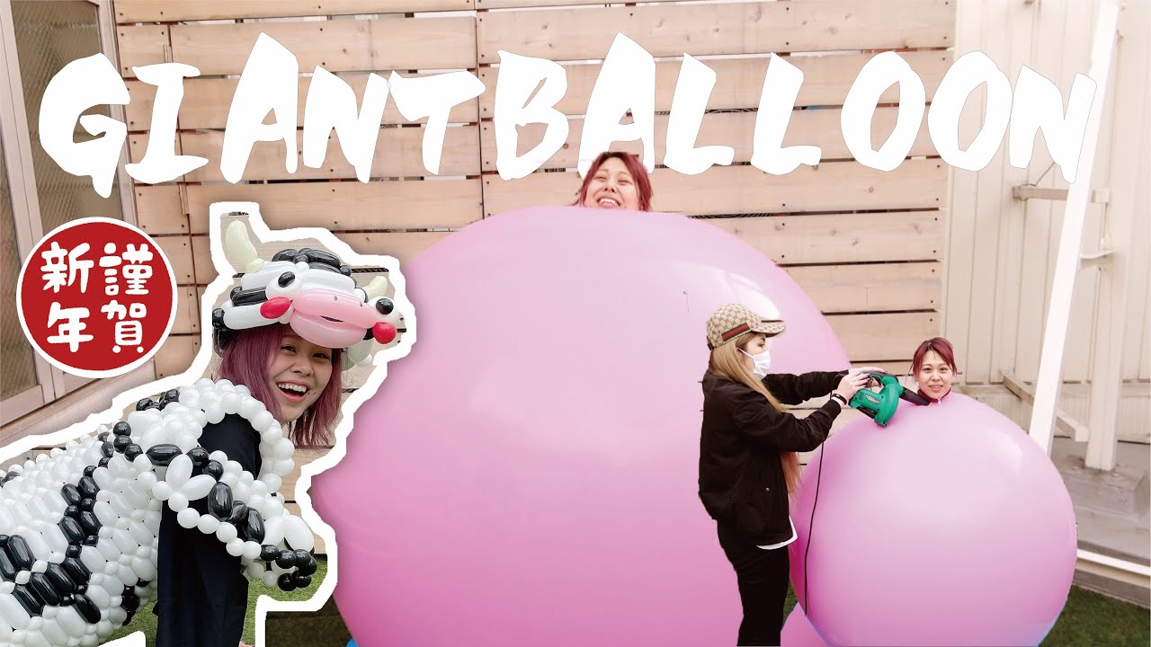 【謹賀新年】丑に変身！直径180㎝の巨大の風船の中に入る【Balloon】