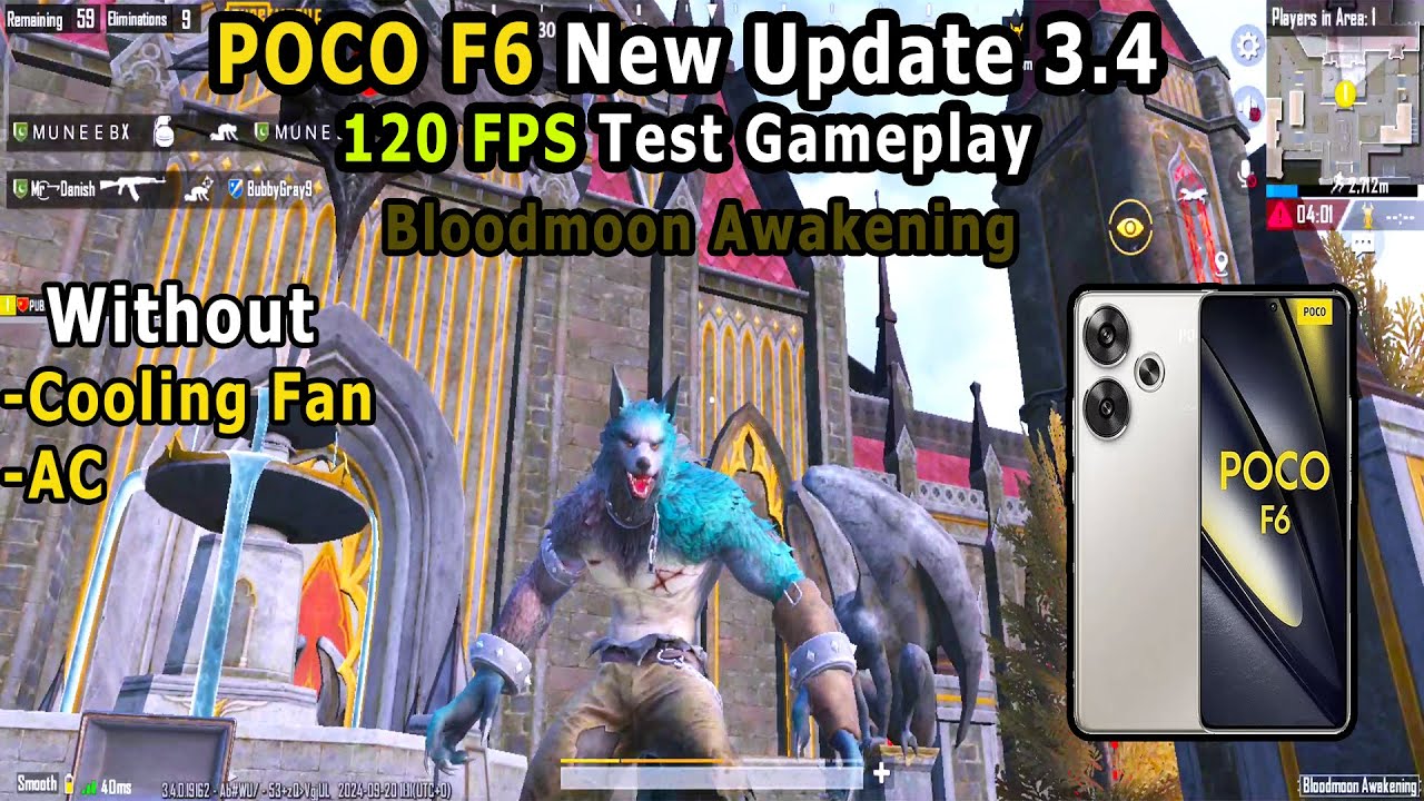 POCO F6 PUBG Mobile New Update 3.4 Bloodmoon Awakening 120 Fps Erangel Gameplay Without CF FPS Meter