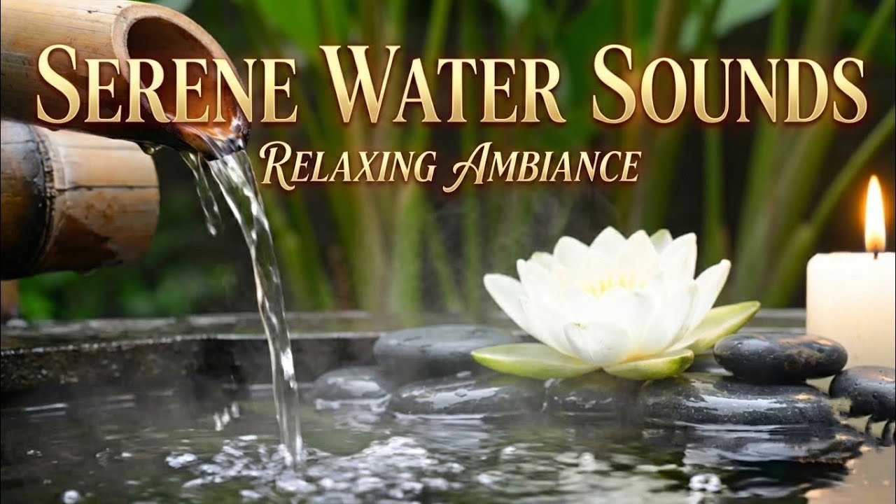 Serene Night Vibes – Flowing Bamboo Water & Tender Piano Melodies