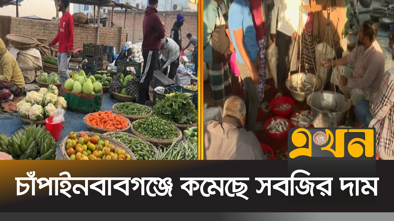 চাহিদার তুলনায় সরবরাহ বৃদ্ধি রাজশাহীর মাছের বাজারে | Bazar News | Rajshahi | Chapainawabganj | Ekhon