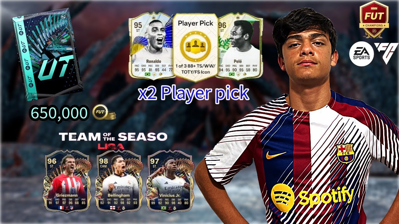 FUTCHPIONS TOTS LA LIGA + PACK 650K + 2 CHOIX ICÔIX 88+