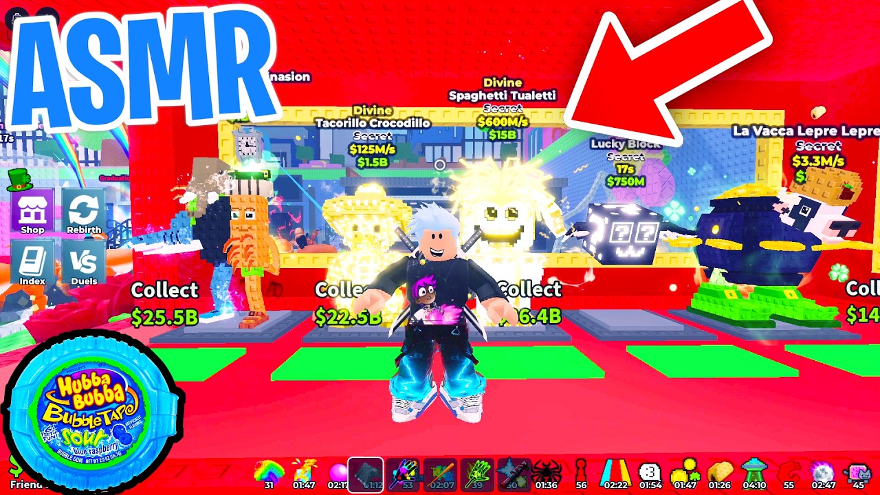 ASMR Roblox Steal a Brainrot Event Admin Abuse Rare Spaghetti! 😴 Gum Chewing 🎮🎧 Controller Sounds 💤
