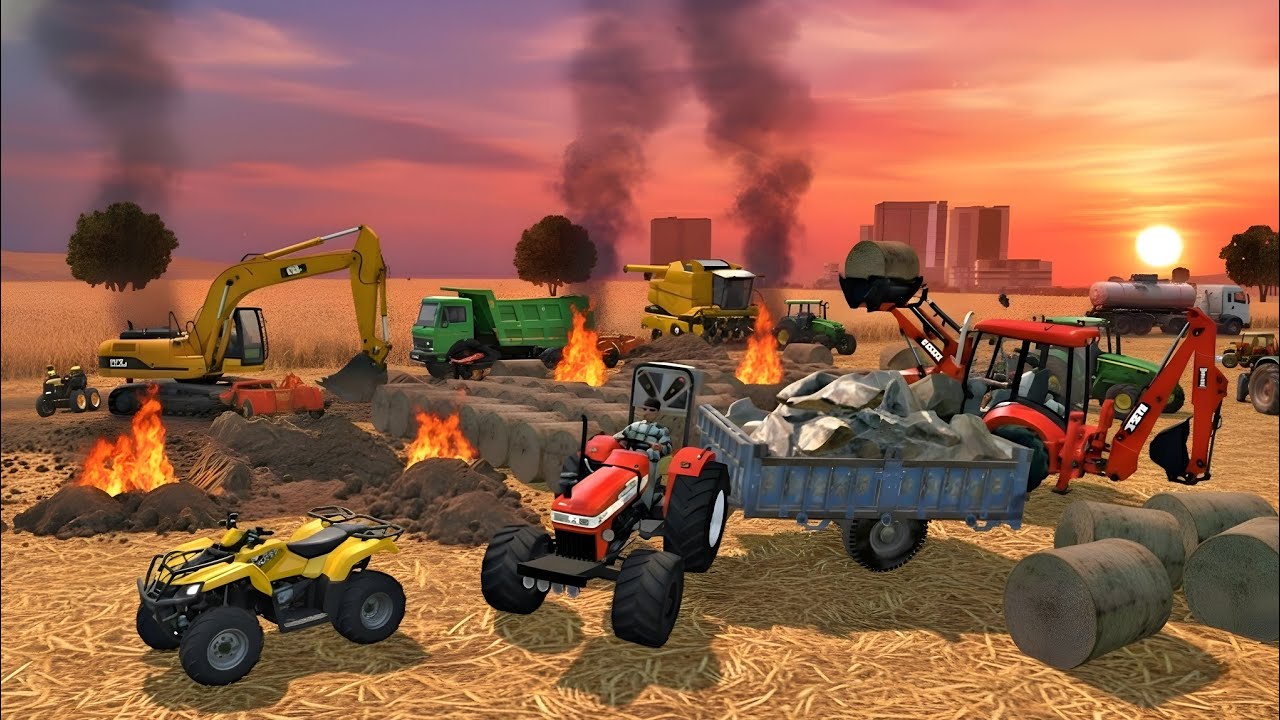 🔴Drive JCB and Unloading Stone From Dumper Truck In Game 🚜🔥#track #tractor #dumper #jcb 002