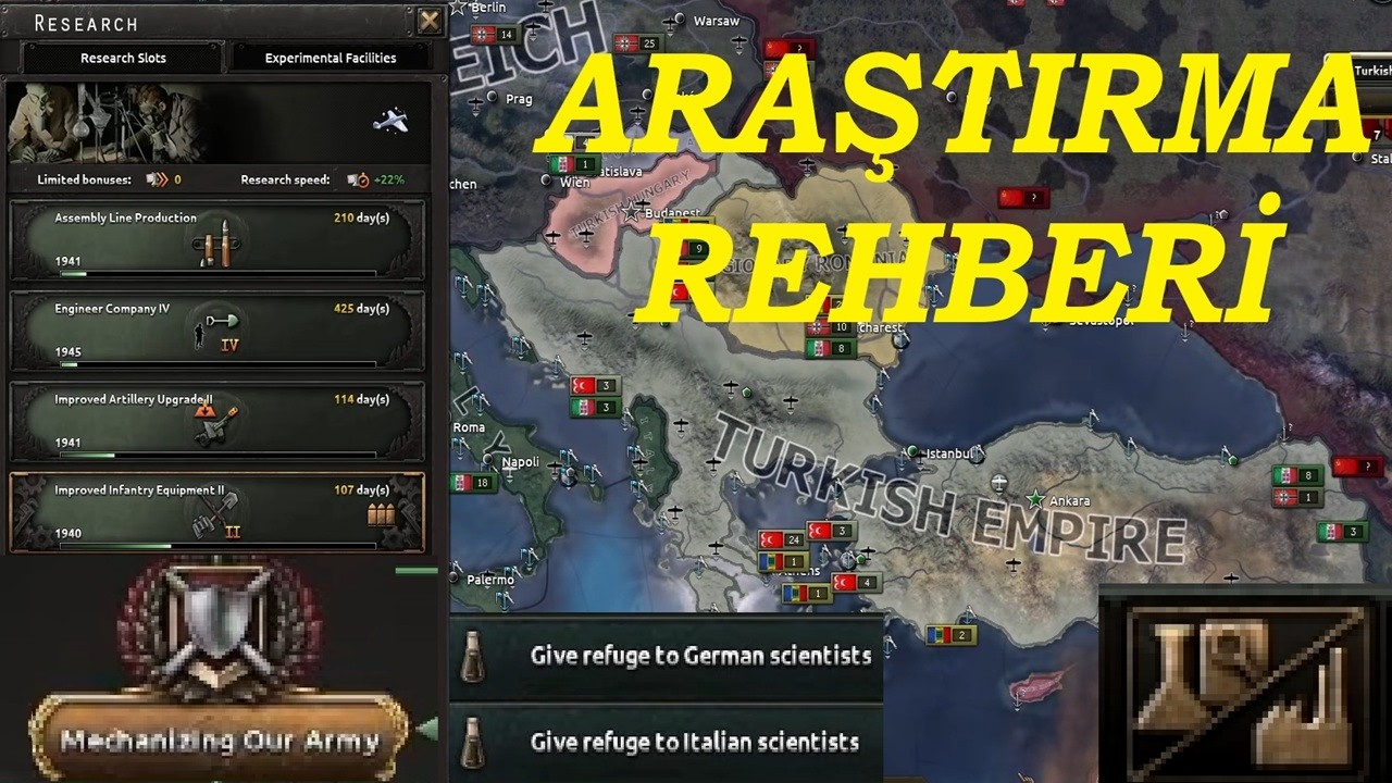 Rehber HOI4 Teknoloji Araştırma Rehberi Genel Bilgiler ve Türkiye Rotası #hoi4 #heartsofiron4