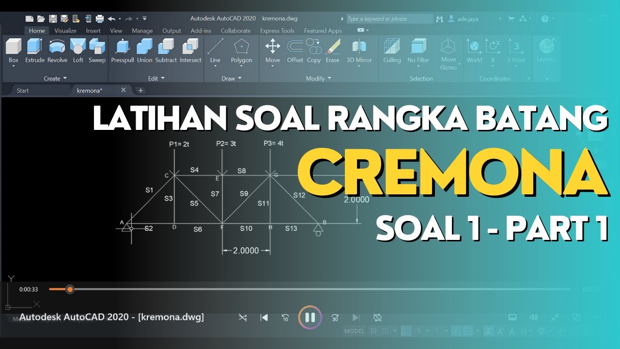 Menghitung gaya batang dengan metode Cremona - Soal 1 #part 1