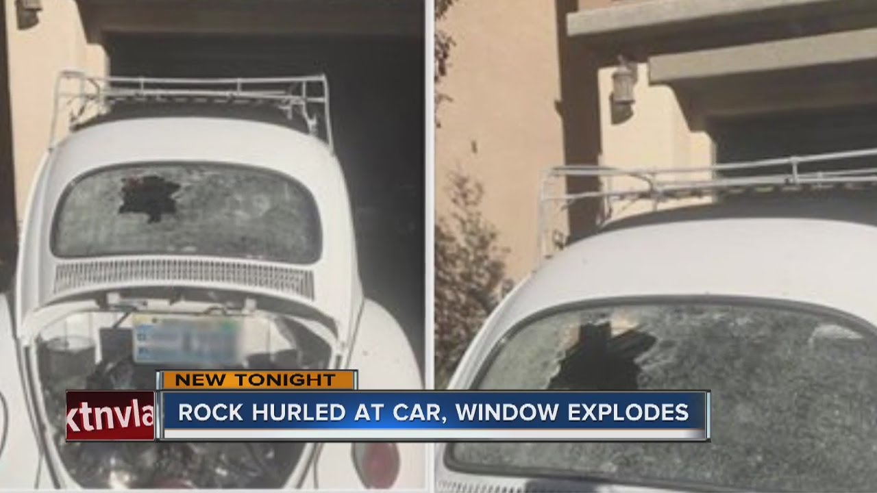 Young driver has rock thrown at car, destroying back window