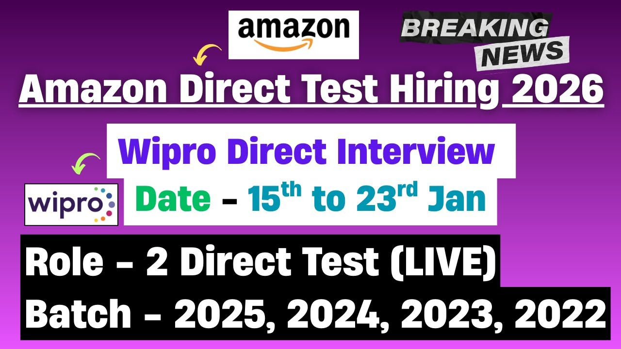 🔥Amazon Direct Test Hiring 2025 | Wipro Off Campus Hiring | Direct Test Hiring 2026 | hire me plz