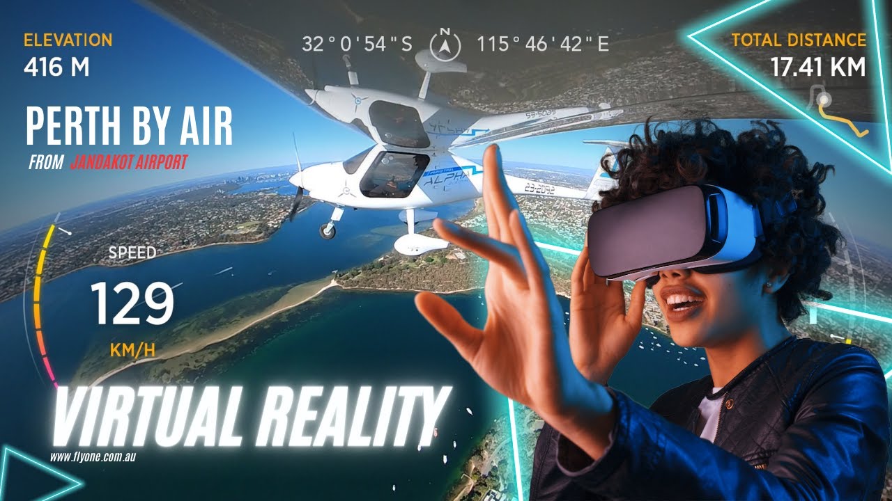 Electric Aircraft Virtual Reality flying Experience over Perth, Western Australia 360 video