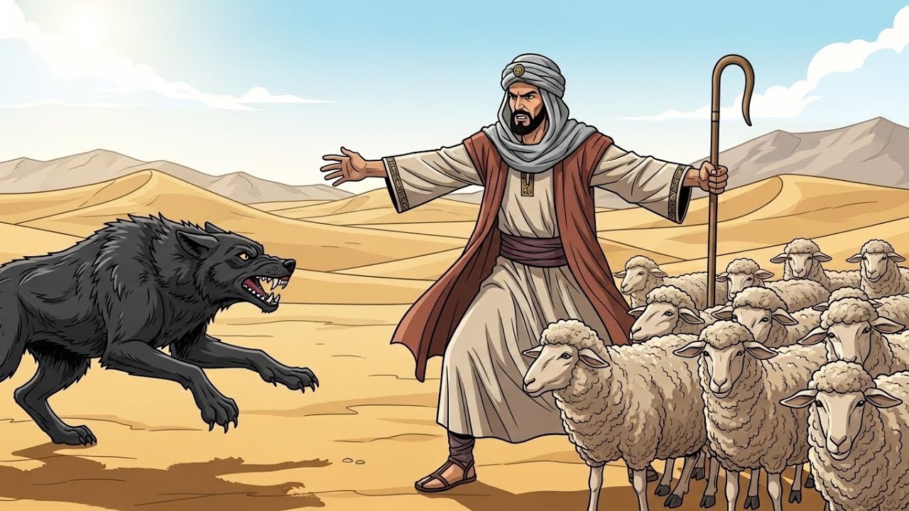 الراعي االفقير والذئب المفترس الجائع