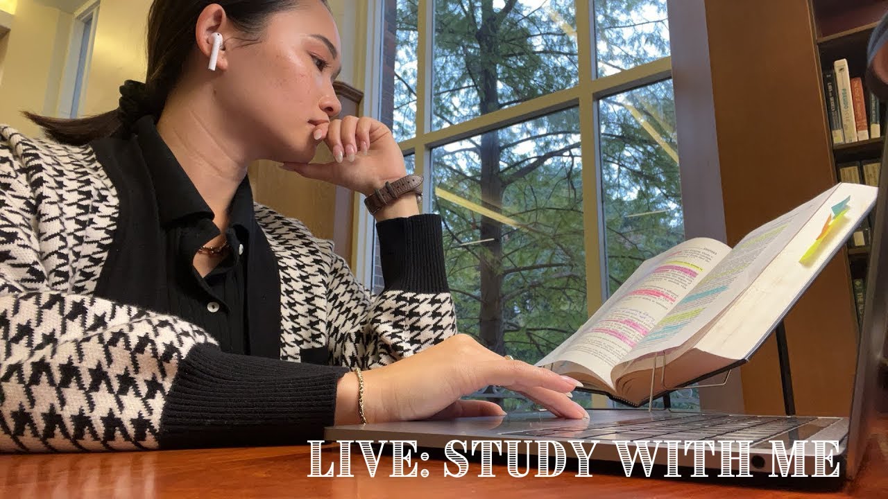 live study with me : library ASMR, pomodoro 50 minute session