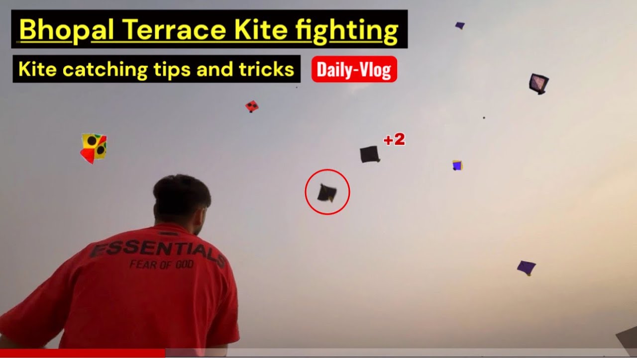 How To Catch Kite Easily | Terrace kite fighting | Patang Lootna #bhopal 